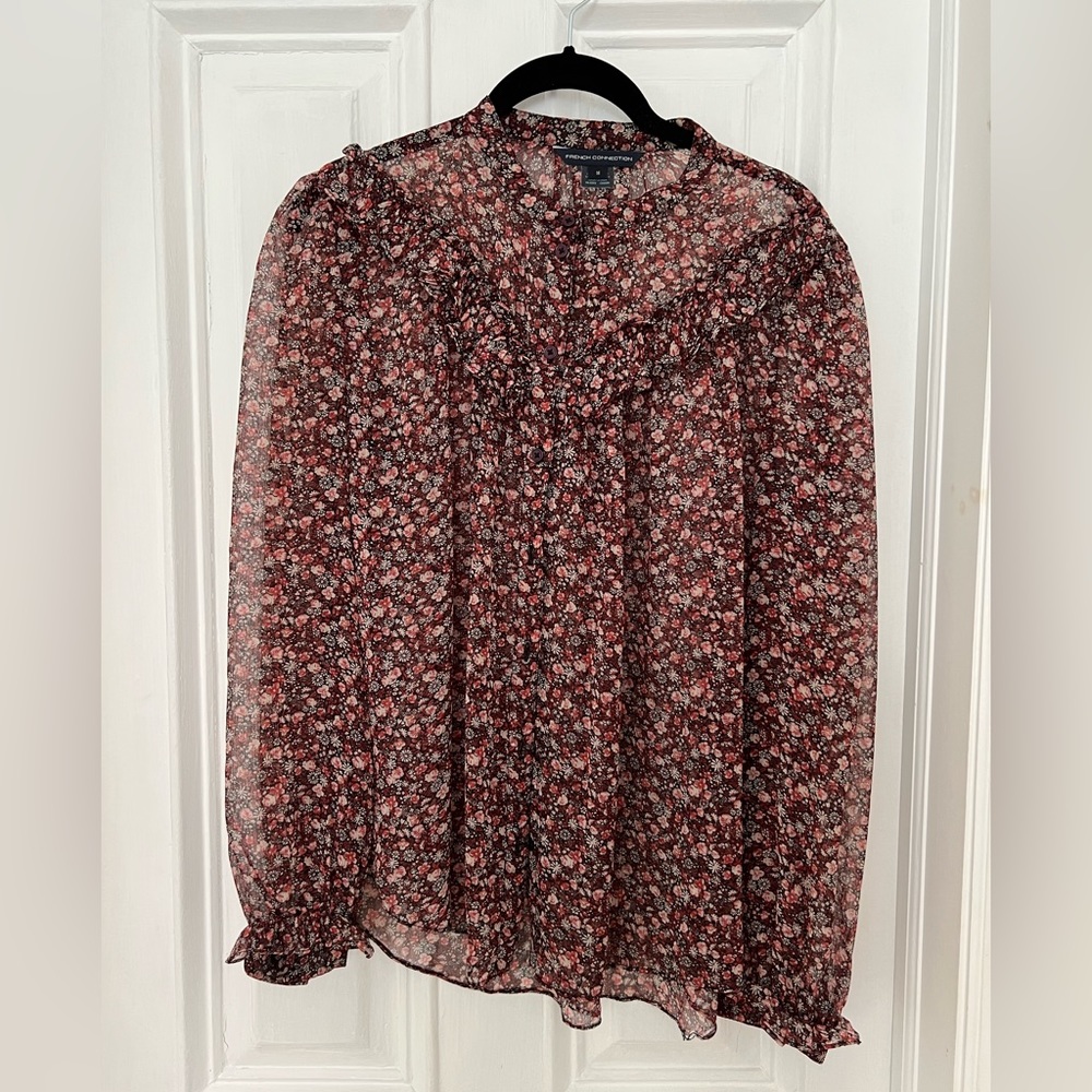 French Connection Floral Button Down Blouse